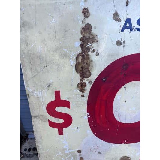 Mid 20th Century 1950's or 60's Hand-Painted Tire Sign, 2 sided! For Sale - Image 5 of 8
