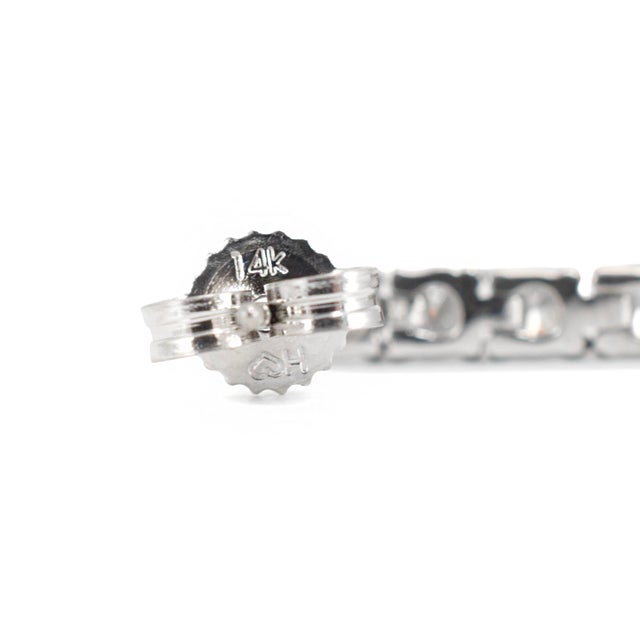 Silver Ladies 14k White Gold 0.56ctw Lab Grown Round Diamond Dangle Drop Earrings, A Pair For Sale - Image 8 of 9