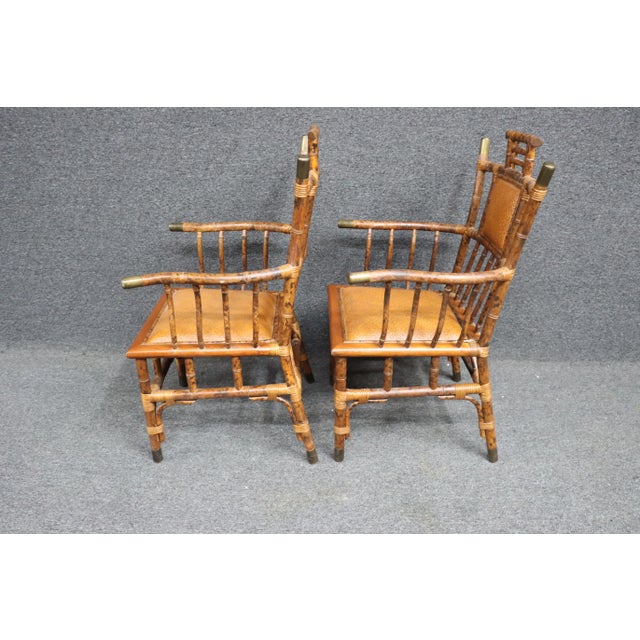Chinoiserie Influenced Bamboo Armchairs/Pair For Sale - Image 10 of 11