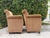 Textile Vintage Postmodern Rolled Arm Club Chairs With Brass Ball Casters, a Pair For Sale - Image 7 of 12