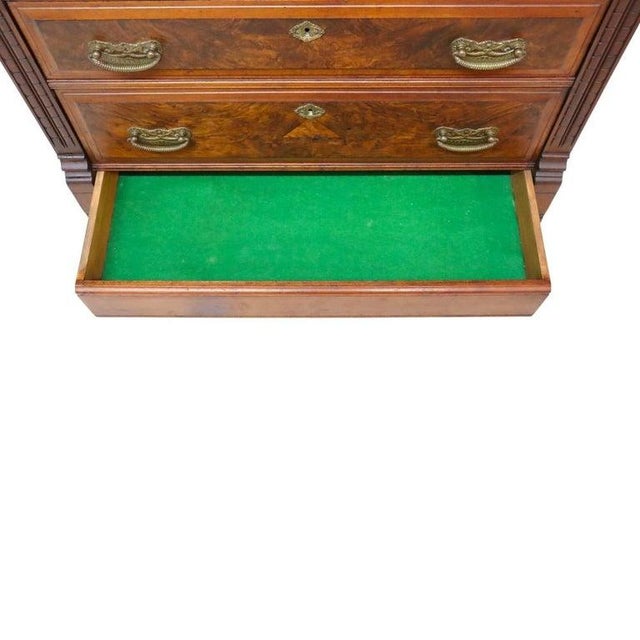 Eastlake Aesthetic Walnut & Burl Gentleman’s Chest C1890 For Sale - Image 4 of 14