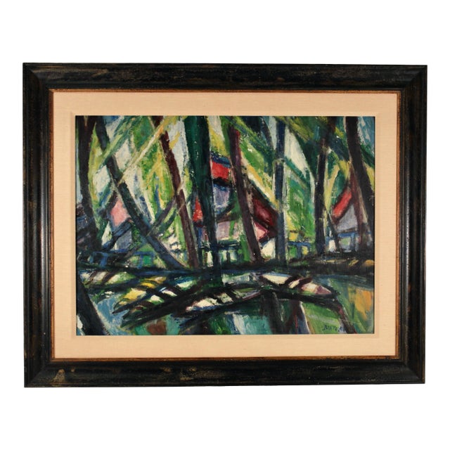 Albert Bertalan (Hungarian, 1899-1957), Boat Landing, Oil on Canvas (Updated) For Sale