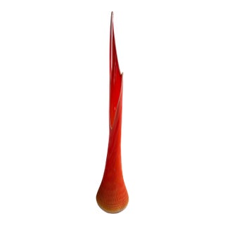 Monumental Le Smith Bittersweet Ribbed Hobnail Viking Swung Vase 46" For Sale