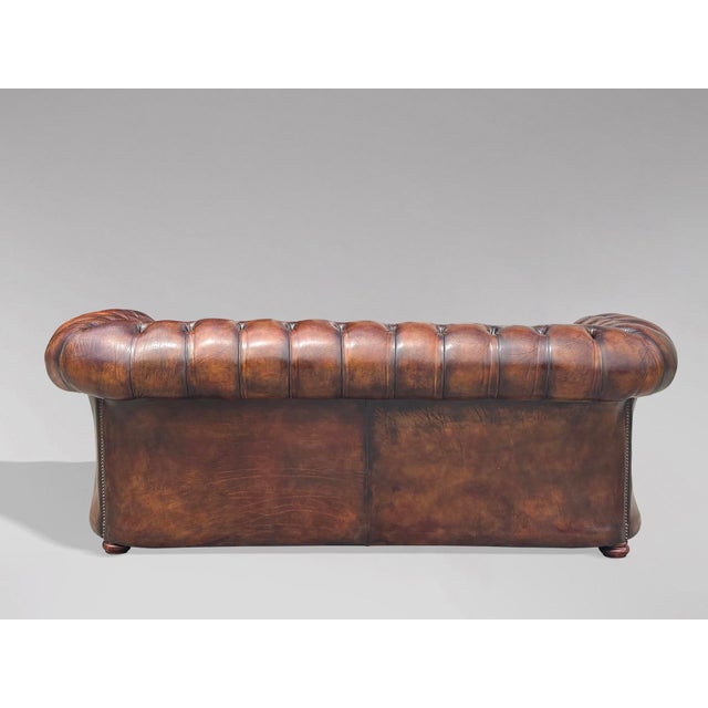 Victorian Brown Leather Chesterfield 3-Seater Sofa, 1880s For Sale - Image 6 of 12