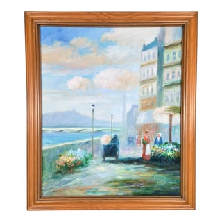 1960s Howard Kimble Oil Painting of French Flower Market For Sale