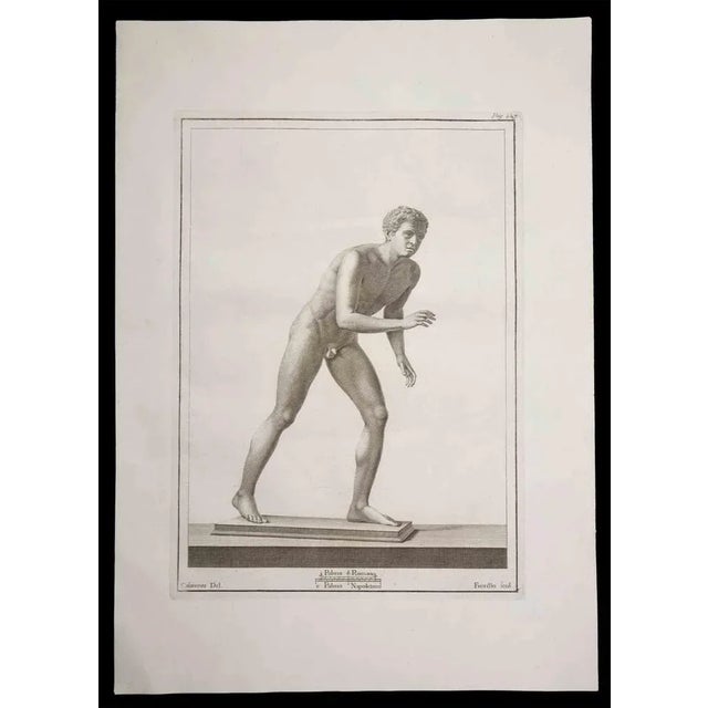 Ancient roman statue, from the series "antiquities of herculaneum", is an original etching on paper realized by nicola...