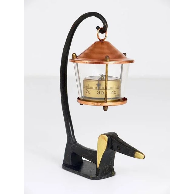 1950s Brass Wiener Dog Figurine with Thermometer by Walter Bosse for Baller Austria, 1950s For Sale - Image 5 of 10