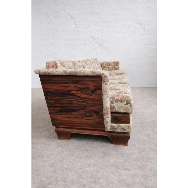 Wood Art Deco Macassar 3-Seater Sofa in Floral Fabric, Austria, 1930s For Sale - Image 7 of 8