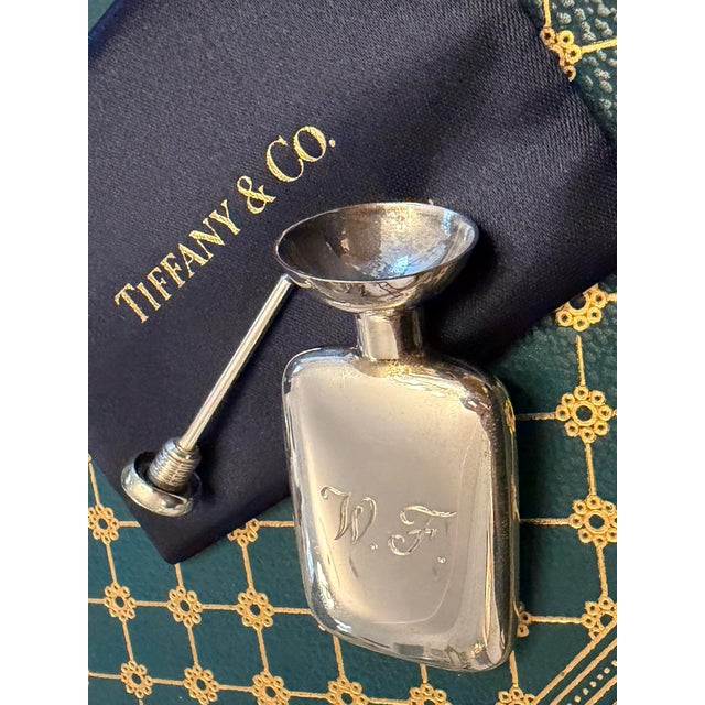 Tiffany & Co. Miniature Sterling Silver Traveling Perfume Flask and Funnel Set, Monogrammed W. F. For Sale - Image 9 of 12
