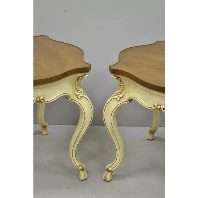 Karges Furniture Karges French Louis XV Provincial Regency Style Walnut Top End Tables - a Pair For Sale - Image 4 of 10