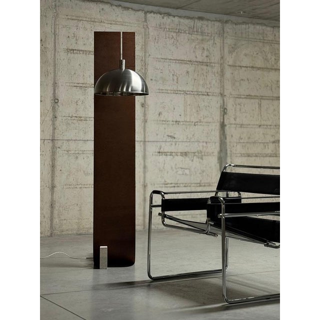 Equo X Floor Lamp in Bent Iron with Stainless Steel and Travertine by D´ARK Atelier For Sale - Image 6 of 18