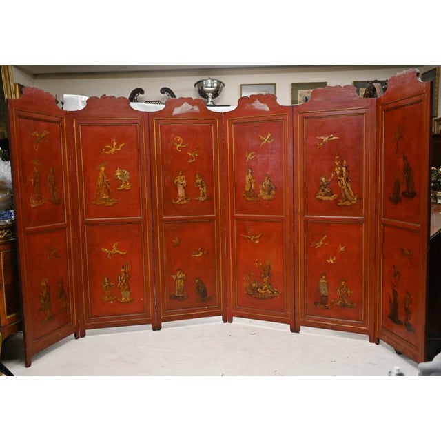 Antique Painted Chinoiserie Room Divider, 1890s For Sale - Image 3 of 18