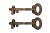 A pair of brass key door handles. Cast in the shape of a simple key etched with vine like floral details. Dimensions per...