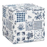 Saunders French Seam Ottoman in Delft Print For Sale