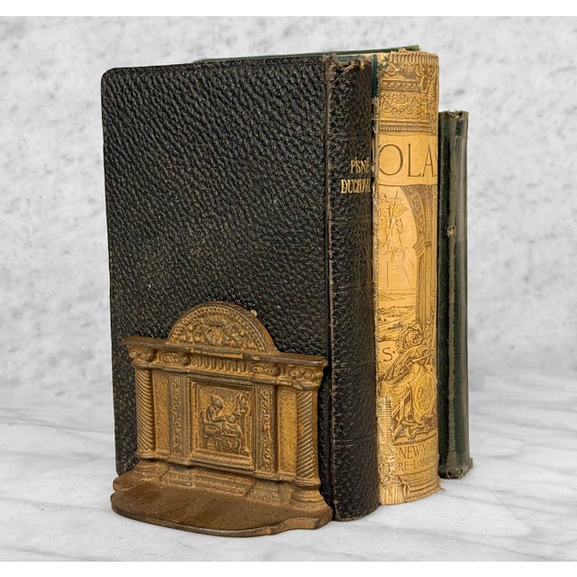 Early 20th Century Antique Neoclassical Cast Iron "Penelope at Her Loom" Library Bookends - A Pair For Sale - Image 5 of 9