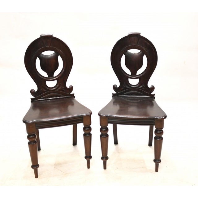 Gold Set of Mid Victorian Hall Chairs in Mahogany, 1840s For Sale - Image 8 of 8
