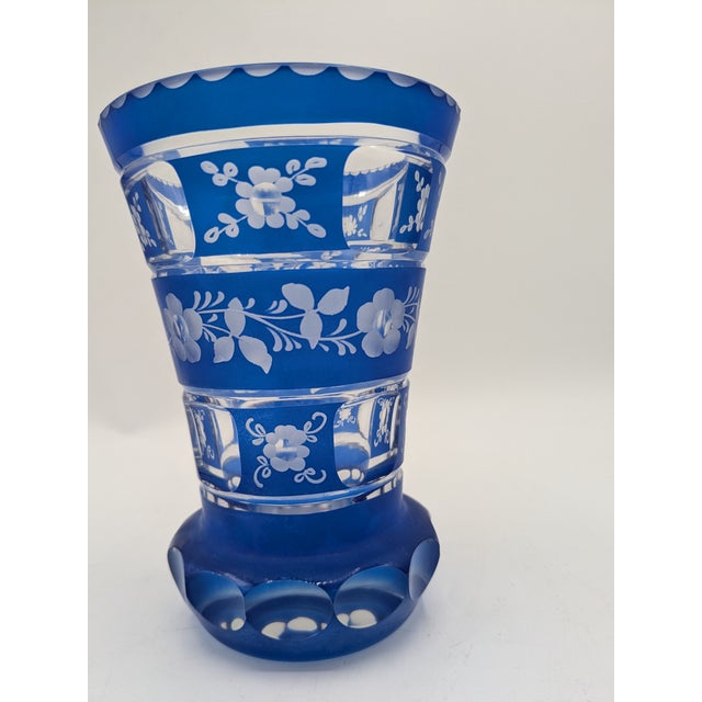 Late 19th Century Late 19th Century Cobalt Blue Czech Bohemian Cut Glass Vase For Sale - Image 5 of 10