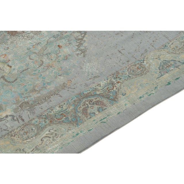 2010s Rug & Kilim’s Classic Style Contemporary Rug in Blue-Grey Pictorials For Sale - Image 5 of 7