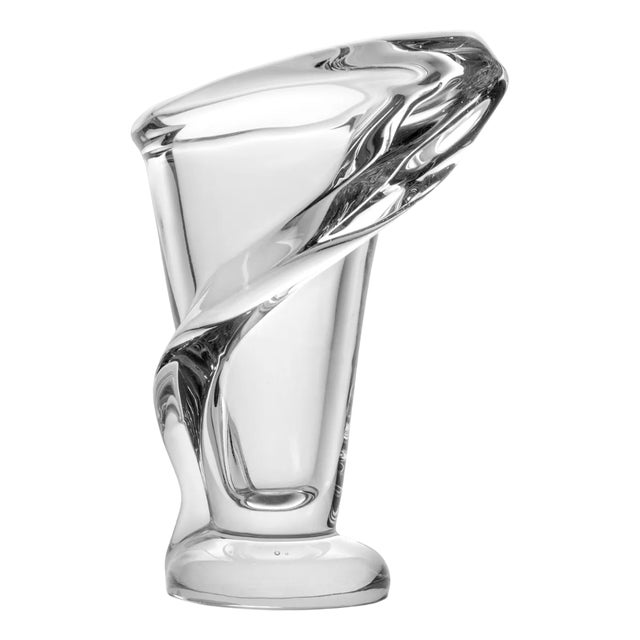 Hand-Blown Glass Vase in Crystal Lily by Art Vannes Le Chatel, France, 1950s For Sale