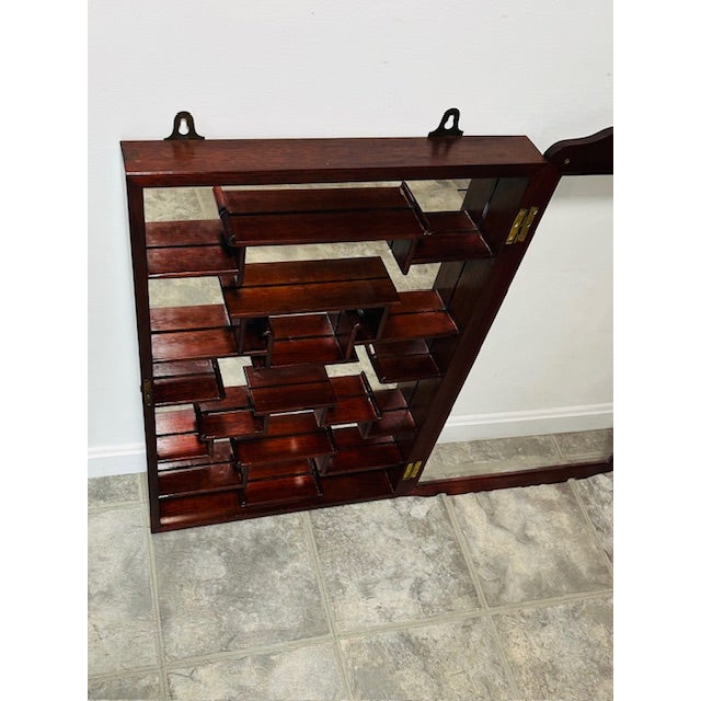 1960s Vintage Chinese Solid Rosewood Oriental Wall Curio For Sale - Image 5 of 16