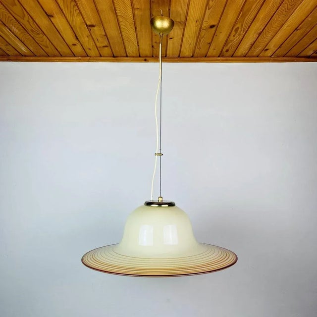 Mid-Century Beige Murano Glass Pendant Lamp from De Majo, Venice, Italy, 1970s For Sale - Image 10 of 11