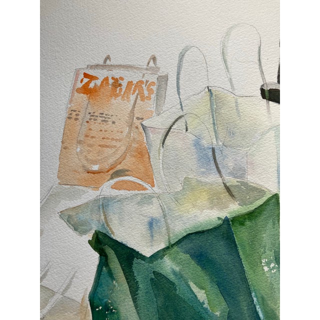 Abstract 1980’s Original Watercolor Painting Abstract Shopping Bags For Sale - Image 3 of 4