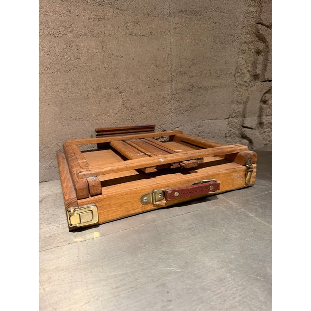 1980s Aaron Brothers Wooden Table Top Art Easel Stand Portable Travel Sketch Box For Sale - Image 5 of 8