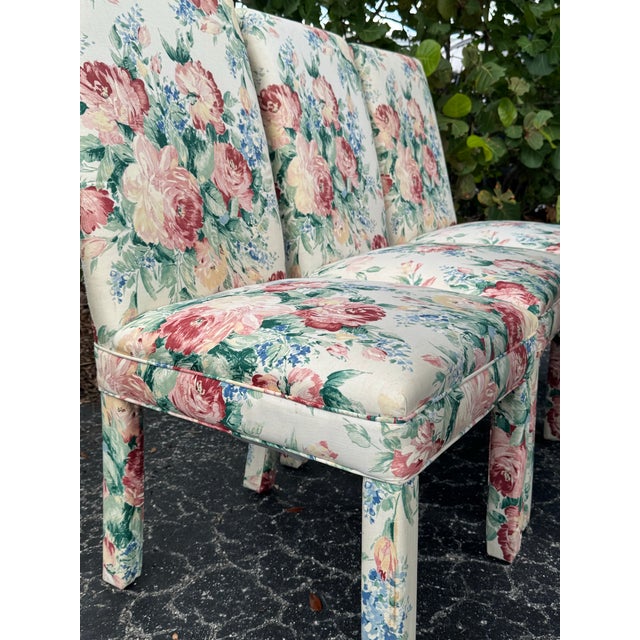 Set of 6 Vintage Floral Upholstered Parsons Chairs For Sale In Tampa - Image 6 of 12