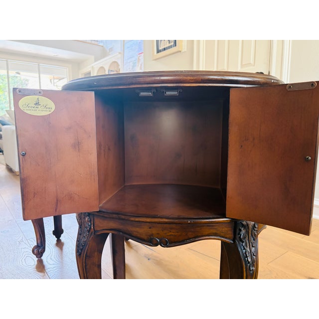 Pair of 1940s Hooker Furniture Seven Seas Oval Drum Accent Cabinet Side Tables For Sale - Image 4 of 15