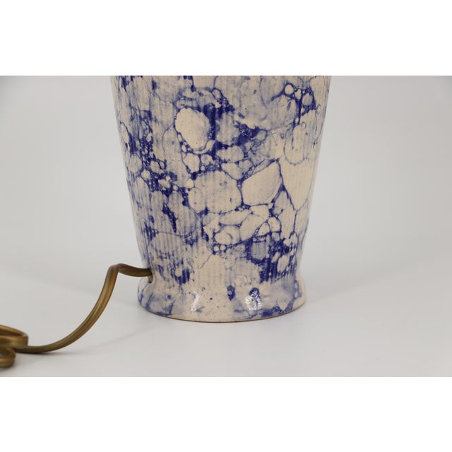 Mid-Century Modern Blue and White Ceramic Table Lamp, Portuguese For Sale - Image 10 of 13