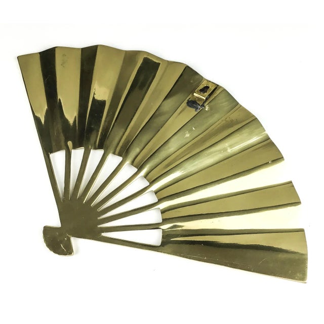 Vintage Carved Solid Brass Fan Wall Art For Sale - Image 9 of 13