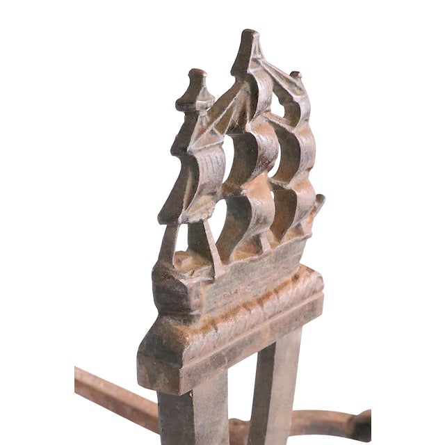 American Pr. Vintage Clipper Ship Andirons For Sale - Image 3 of 15