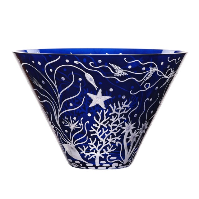 Coastal ARTEL Sea Life Atlantis Large Bowl, Ink For Sale - Image 3 of 5