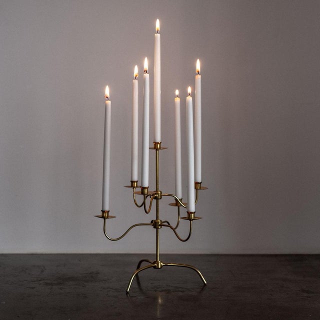 Svenskt Tenn Swedish Modern Adjustable Brass Candelabra by Josef Frank for Svenskt Tenn, 1950s For Sale - Image 4 of 6