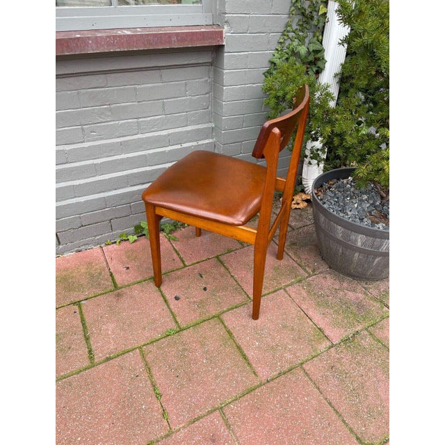 1960s 1960s Vintage Mid-Century Modern Danish Style Chair, Brown Vinyl Seat, VGC For Sale - Image 5 of 5