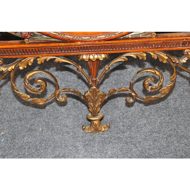 1940s Antique Adams Style Gilt & Painted Carved Mirror For Sale - Image 5 of 5