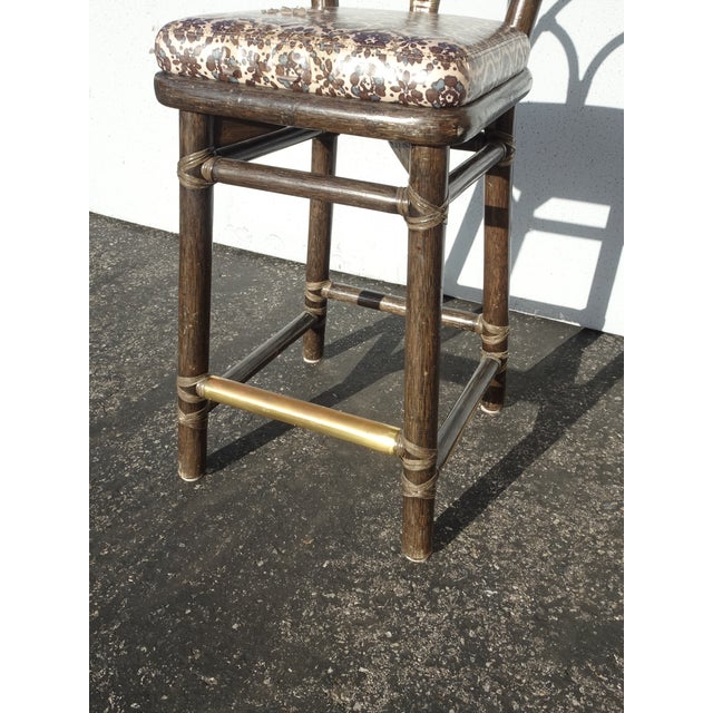 Pair of Vintage McGuire Barstools Bar Stools W Leather Straps and Brass Footrest For Sale - Image 14 of 18