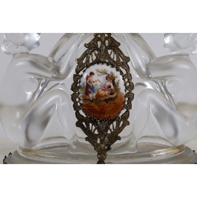 1930s Josef Inwald Czech Art Deco Glass Perfume Bottle Nude Porcelain Plaque For Sale - Image 10 of 12