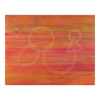 Rebecca Koury Original "The Basics" Coral Amber Geometric Contemporary Abstract Painting, Acrylic on Canvas, Carmel California Art, 2022 For Sale