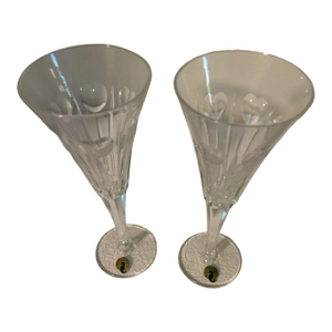 Vintage Waterford Crystal Champagne Flutes, Love Millennium Toasting Pair