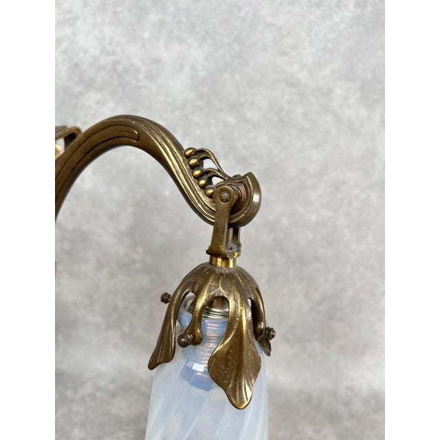 Brown Art Nouveau Wall Lamps with Opal Iridescent Glass, 1960s, Set of 3 For Sale - Image 8 of 10