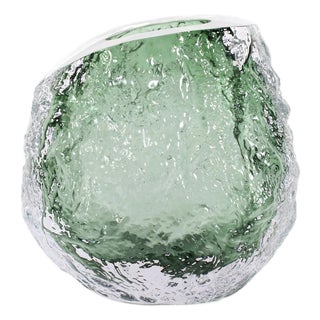 Emerald Crystalized Glass Vase- Small For Sale
