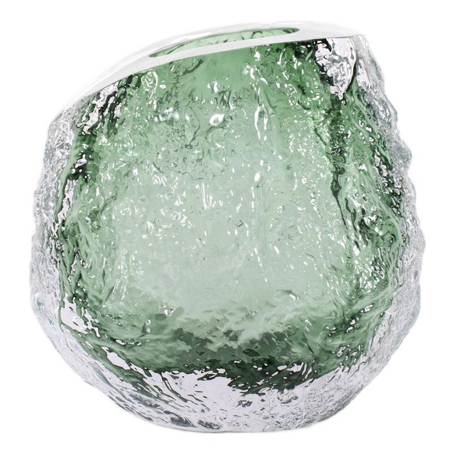 Emerald Crystalized Glass Vase- Small For Sale