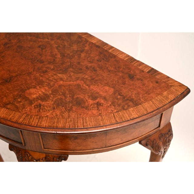 Brown Antique Burr Walnut Console Table, 1900 For Sale - Image 8 of 11
