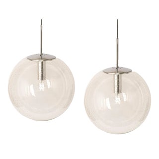 Large Limburg Chrome with Clear Glass Ball Pendant, Germany, 1970s For Sale