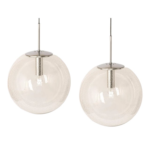 Large Limburg Chrome with Clear Glass Ball Pendant, Germany, 1970s For Sale