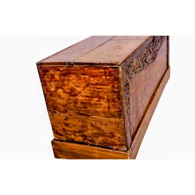 Antique Hand-Carved Dragon Wooden Trunk For Sale - Image 4 of 7
