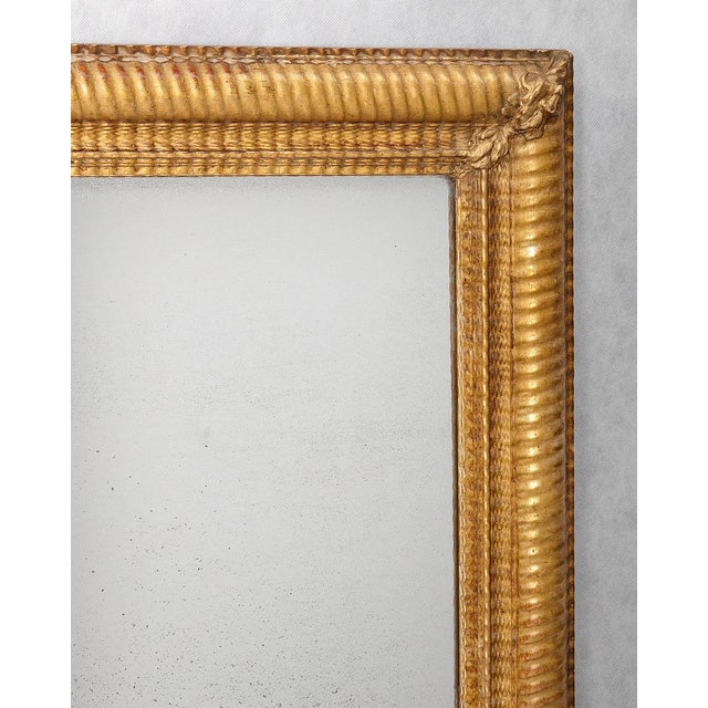 French Rectangular Gilt Mirror with Ribbed Frame, 19th Century For Sale - Image 5 of 9