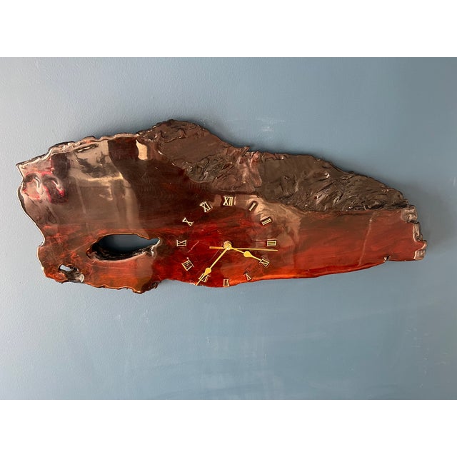 1960’s Rustic Burl Edge Slab Wall Clock For Sale In New York - Image 6 of 10