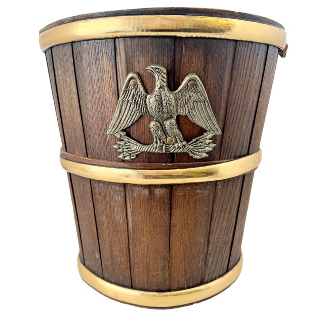 1960s Vintage Basketville Federal Eagle Wood Wastebasket For Sale - Image 5 of 11
